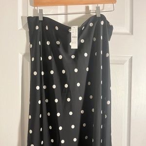J.Crew Gwyneth slip skirt black with white polka dots XXL NWT